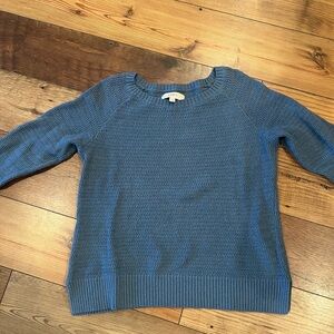 LOFT Textured Blue Crew Neck Sweater